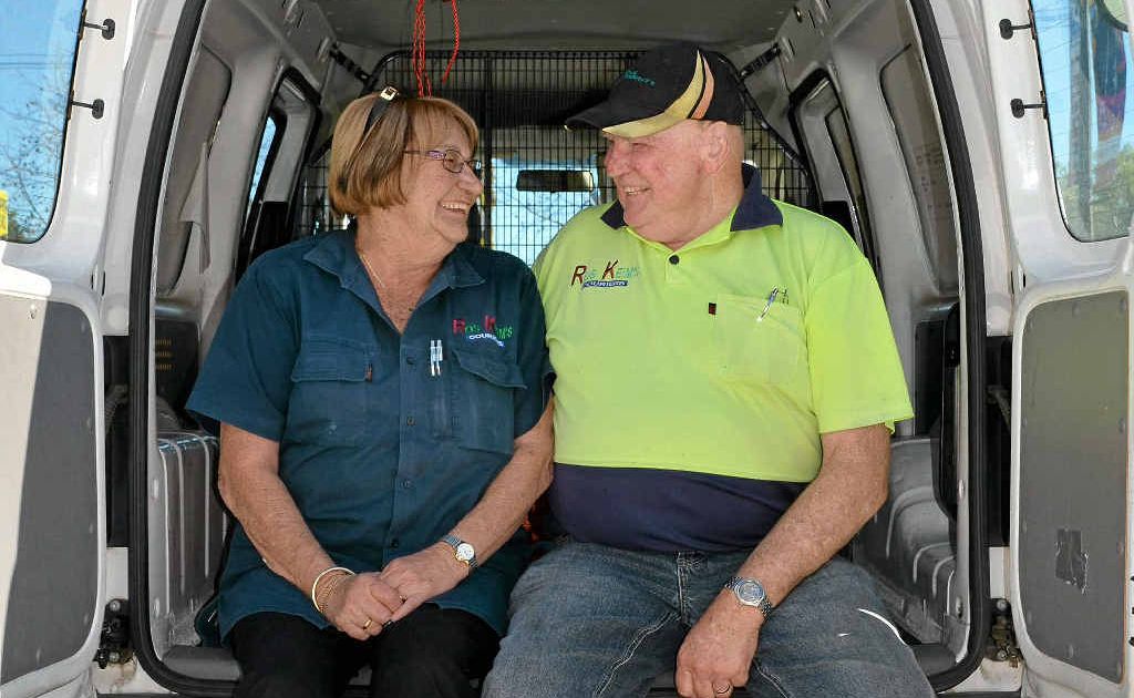 HAPPY FAREWELL: The familiar faces of Ros and Mike Keim of Ros Keim’s Couriers will not be seen around so often when they retire at the end of this week after 19 years.